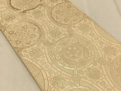 平和屋着物◎六通柄袋帯 古代更紗 銀糸 正絹 逸品 CAAT9122qv