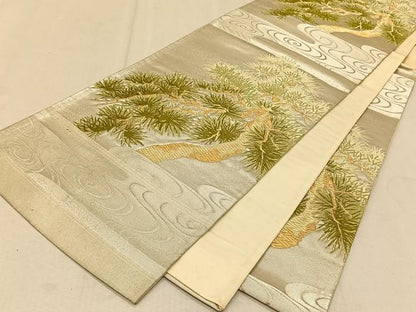 平和屋着物◎西陣 六通柄袋帯 唐織 枝松文 金糸 正絹 逸品 CAAT9124qv