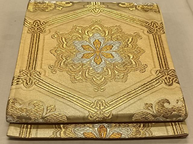 平和屋着物◎六通柄袋帯 亀甲花文 金銀糸 正絹 逸品 CAAT9125qv