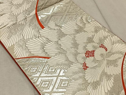 平和屋着物◎六通柄袋帯 唐織 九百錦 豊麗牡丹文 正絹 逸品 CAAT9133qv