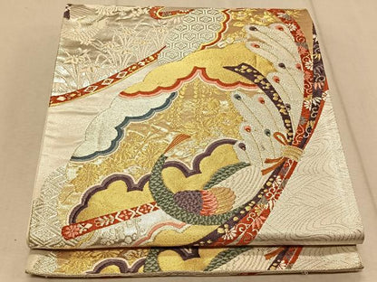 平和屋着物◎六通柄袋帯 唐織 花鳥文 金銀糸 正絹 逸品 CAAT9138qv