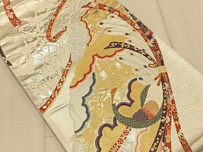 平和屋着物◎六通柄袋帯 唐織 花鳥文 金銀糸 正絹 逸品 CAAT9138qv