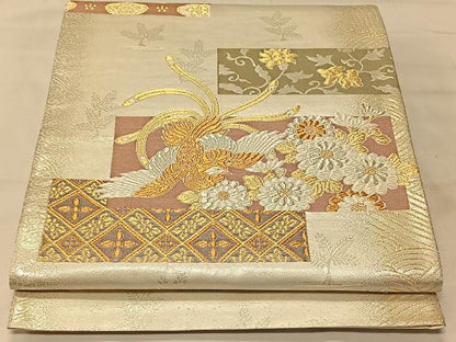 平和屋着物◎六通柄袋帯 色紙鳳凰花文 金銀糸 鈴乃屋扱い 正絹 逸品 CAAT9179qv
