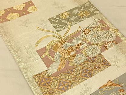 平和屋着物◎六通柄袋帯 色紙鳳凰花文 金銀糸 鈴乃屋扱い 正絹 逸品 CAAT9179qv