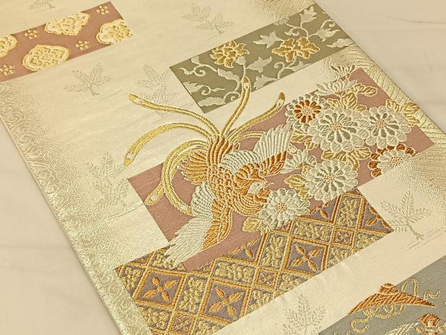 平和屋着物◎六通柄袋帯 色紙鳳凰花文 金銀糸 鈴乃屋扱い 正絹 逸品 CAAT9179qv