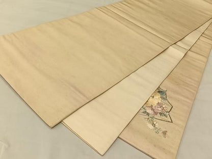 平和屋着物◎太鼓柄袋帯 総刺繍 檜扇花文 金銀糸 引箔 正絹 逸品 CAAT9180qv