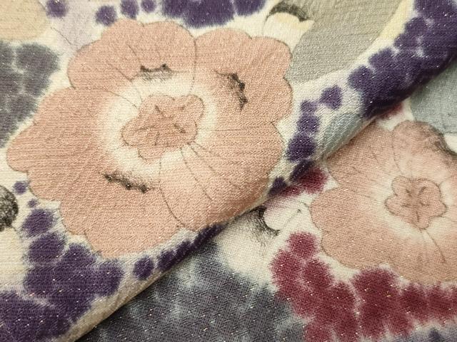 平和屋着物▽訪問着　単衣　辻が花　絞り　ラメ糸　正絹　逸品　CAAT9201dy