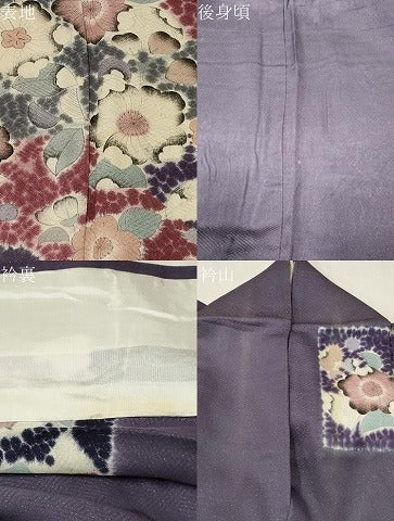 平和屋着物▽訪問着　単衣　辻が花　絞り　ラメ糸　正絹　逸品　CAAT9201dy