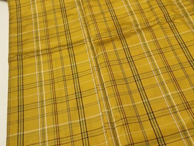 平和屋着物▽本場縞大島紬 単衣 格子柄 正絹 逸品 CAAT9202dy