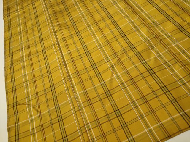 平和屋着物▽本場縞大島紬 単衣 格子柄 正絹 逸品 CAAT9202dy
