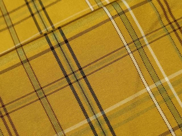 平和屋着物▽本場縞大島紬 単衣 格子柄 正絹 逸品 CAAT9202dy