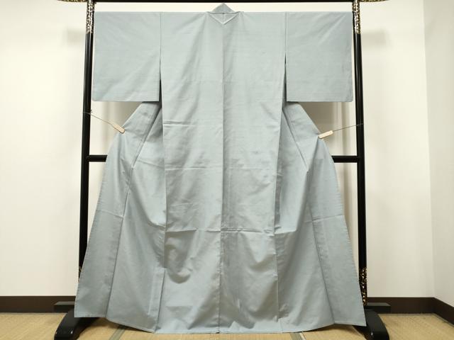 平和屋着物▽白山紬　色無地　単衣　千草鼠色　正絹　逸品　CAAT9203dy