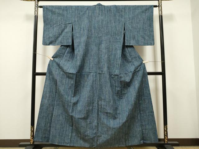 平和屋着物▽上質な紬　単衣　縞　正絹　逸品　CAAT9204dy