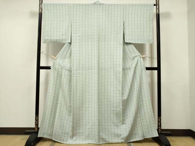 平和屋着物▽上質な小紋 単衣 格子柄 やまと誂製 正絹 逸品 未使用 CAAT9207dy