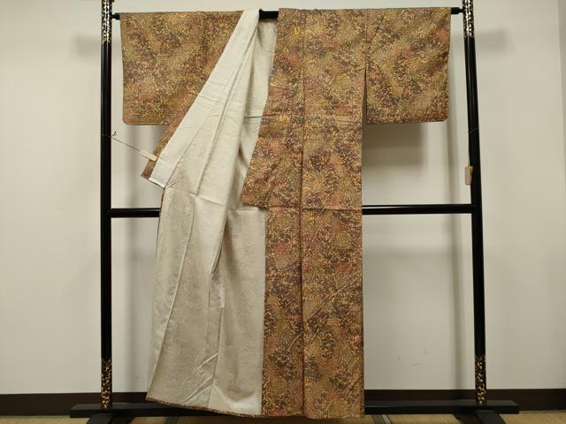 平和屋着物▽上質な小紋 単衣 草木文 暈し染め 正絹 逸品 CAAT9210dy