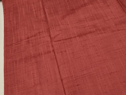 平和屋着物▽上質な紬　単衣　色無地　臙脂色　正絹　逸品　CAAT9212dy