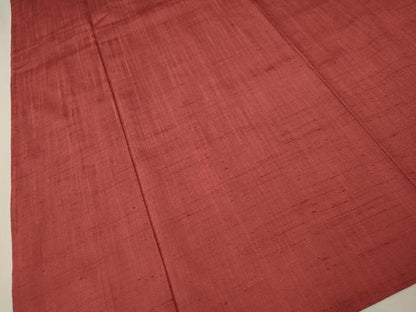 平和屋着物▽上質な紬　単衣　色無地　臙脂色　正絹　逸品　CAAT9212dy