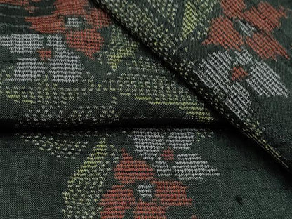 平和屋着物▽上質な紬 単衣 草花文 正絹 逸品 CAAT9213dy