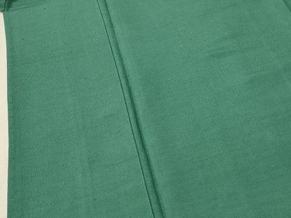 平和屋着物▽上質な色無地 単衣 お召縮緬 花緑青色 正絹 逸品 CAAT9214dy