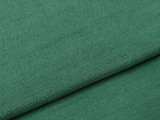 平和屋着物▽上質な色無地 単衣 お召縮緬 花緑青色 正絹 逸品 CAAT9214dy