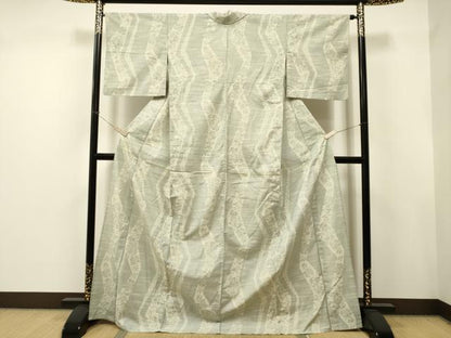 平和屋着物▽上質な紬 単衣 吉祥花文 正絹 逸品 CAAT9216dy