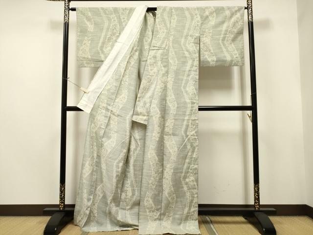 平和屋着物▽上質な紬 単衣 吉祥花文 正絹 逸品 CAAT9216dy