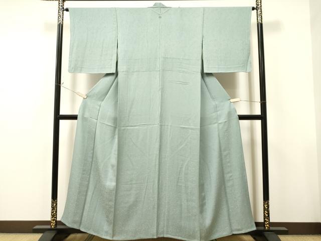 平和屋着物▽上質な色無地　単衣　草花地紋　水浅葱色　正絹　逸品　CAAT9217dy
