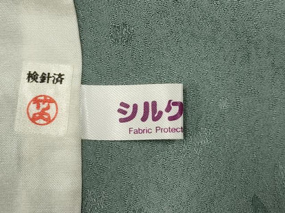 平和屋着物▽上質な色無地　単衣　草花地紋　水浅葱色　正絹　逸品　CAAT9217dy