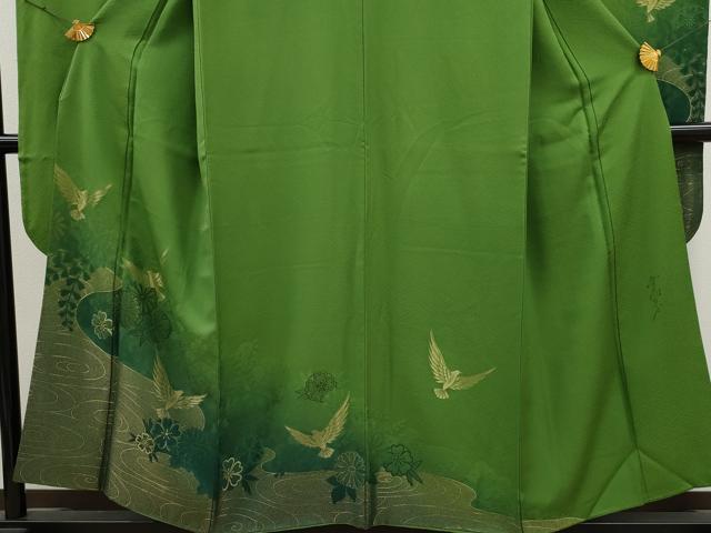 平和屋着物●染色作家 斉藤三才 振袖 寿光織 三歳鳥 暈し染め 金銀糸 正絹 逸品 CAAT9298dy