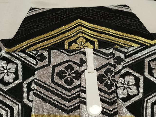 平和屋着物●男性 馬乗り袴 舞台衣装 亀甲花文 黒地 金銀糸 CAAT9301dy