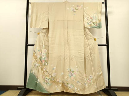 平和屋着物●訪問着 作家物 駒刺繍 草花文 暈し染め 金彩 正絹 逸品 CAAT9304dy