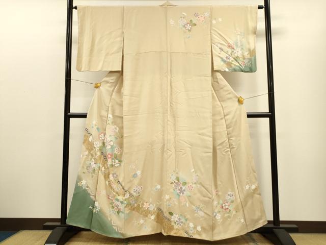 平和屋着物●訪問着 作家物 駒刺繍 草花文 暈し染め 金彩 正絹 逸品 CAAT9304dy