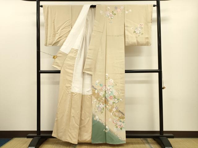平和屋着物●訪問着 作家物 駒刺繍 草花文 暈し染め 金彩 正絹 逸品 CAAT9304dy
