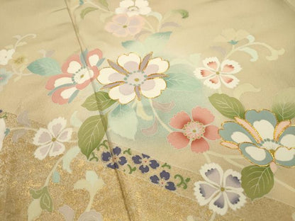 平和屋着物●訪問着 作家物 駒刺繍 草花文 暈し染め 金彩 正絹 逸品 CAAT9304dy