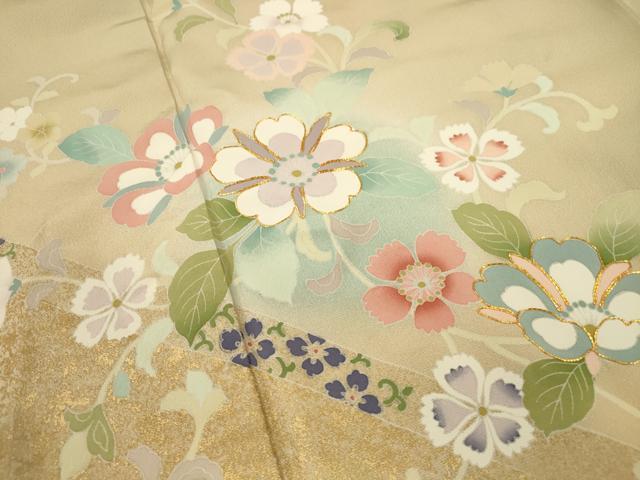 平和屋着物●訪問着 作家物 駒刺繍 草花文 暈し染め 金彩 正絹 逸品 CAAT9304dy