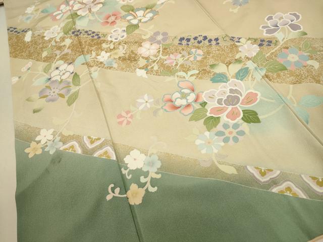 平和屋着物●訪問着 作家物 駒刺繍 草花文 暈し染め 金彩 正絹 逸品 CAAT9304dy
