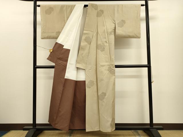 平和屋着物●結城紬 100亀甲 飛び亀甲柄 雪輪重ね文 正絹 逸品 CAAT9305dy