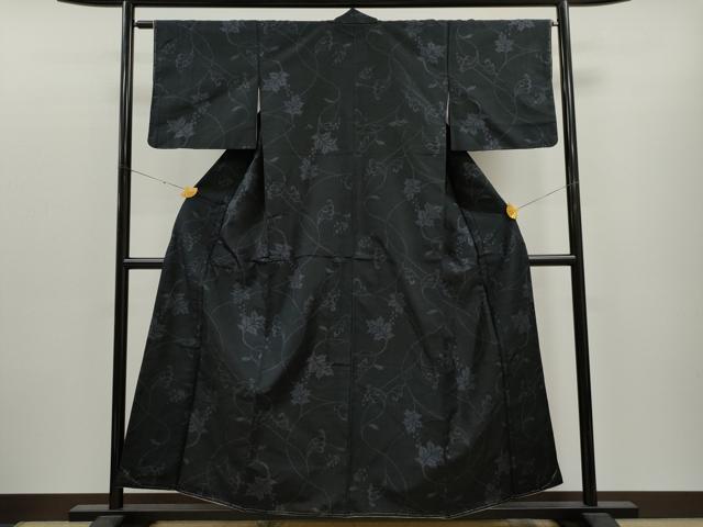平和屋着物●上質な紬 葡萄蔦の葉文 正絹 逸品 未使用 CAAT9311dy