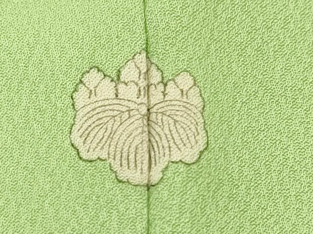 平和屋着物●上質な色無地　笹竹地紋　若菜色　正絹　逸品　CAAT9313dy