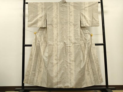 平和屋着物●結城紬 奥順 はたおり娘 100亀甲 笹竹文 正絹 逸品 CAAT9315dy