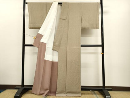 平和屋着物●上質な小紋 吉祥文 鬼しぼ縮緬 正絹 逸品 CAAT9318dy