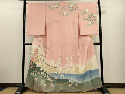 平和屋着物●京友禅の第一人者 松井青々 訪問着 枝梅文 暈し染め 金銀彩 正絹 逸品 CAAT9323dy