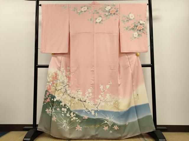 平和屋着物●京友禅の第一人者 松井青々 訪問着 枝梅文 暈し染め 金銀彩 正絹 逸品 CAAT9323dy