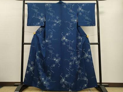 平和屋着物▽上質な小紋 単衣 蔦の葉文 正絹 逸品 CAAT9387dy