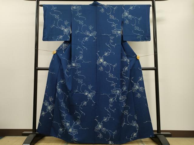 平和屋着物▽上質な小紋 単衣 蔦の葉文 正絹 逸品 CAAT9387dy