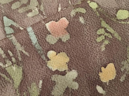 平和屋着物▽上質な小紋　単衣　ろうけつ染め　草花文　鬼しぼ縮緬　正絹　逸品　CAAT9388dy