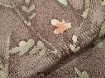 平和屋着物▽上質な小紋　単衣　ろうけつ染め　草花文　鬼しぼ縮緬　正絹　逸品　CAAT9388dy