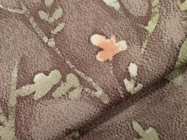 平和屋着物▽上質な小紋　単衣　ろうけつ染め　草花文　鬼しぼ縮緬　正絹　逸品　CAAT9388dy