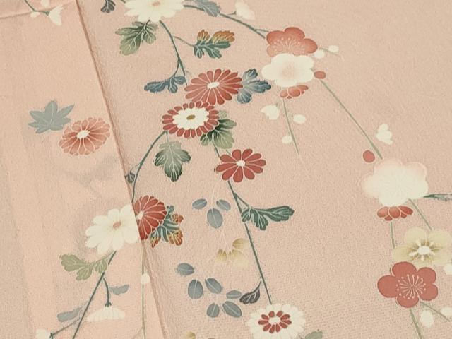 平和屋着物▽訪問着 単衣 友禅 枝花文 暈し染め 正絹 逸品 CAAT9389dy