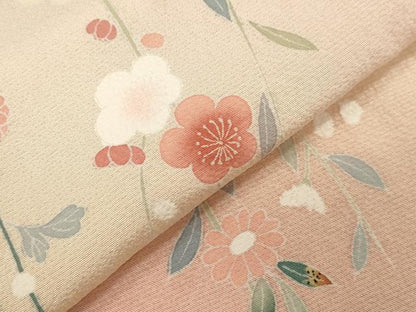 平和屋着物▽訪問着 単衣 友禅 枝花文 暈し染め 正絹 逸品 CAAT9389dy